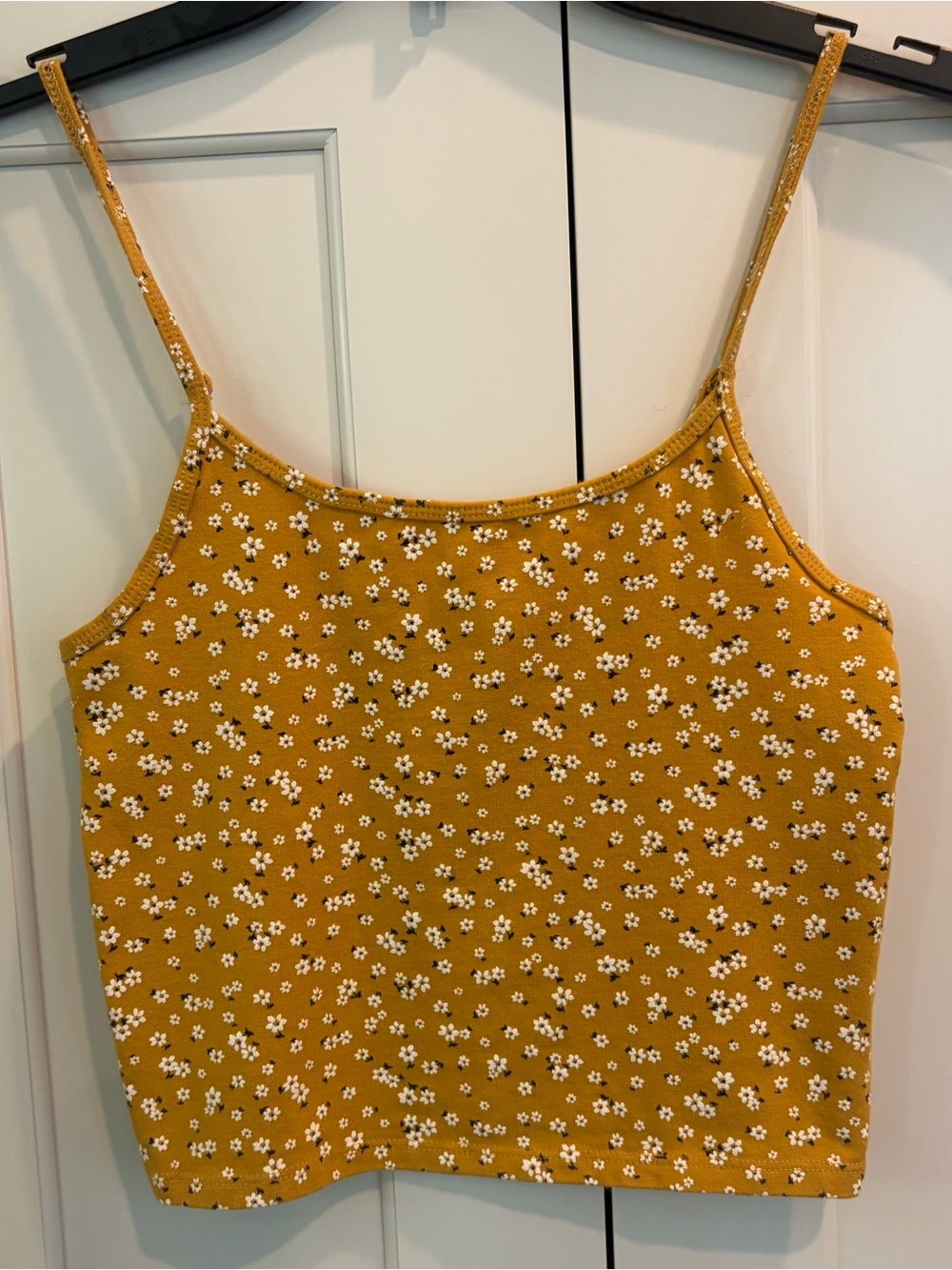 American Eagle Outfitters Mustard Yellow Floral Crop Cami